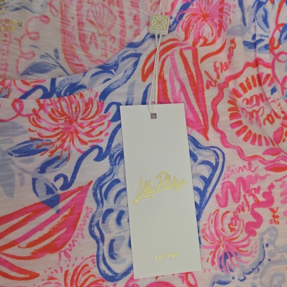 NWT Lilly Pulitzer Etta Scoop Neck Top "Lil Sun Sea Sand" - Picture 6 of 11